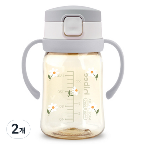 하이비 유아용 PPSU 에잇벤트 원터치 빨대컵 170ml, 2개, 데이지 그레이