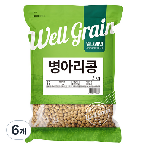 웰그레인 병아리콩, 2kg, 6개
