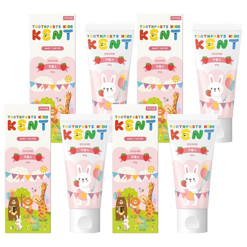 켄트 키즈 베이비 치약 무불소 딸기향, 60g, 4개