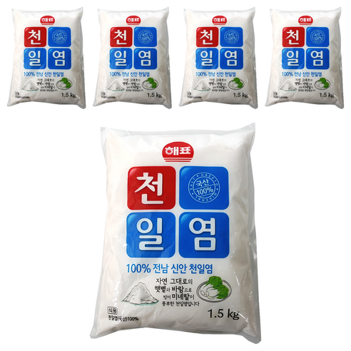 해표 전남 신안 천일염, 5개, 1.5kg