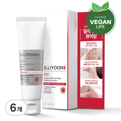 [비건라이프] 일리윤 엠디 레드이치 큐어밤 유아 크림, 60ml, 6개