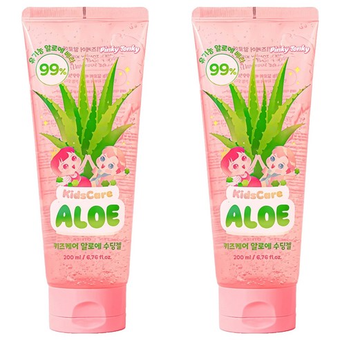 핑키통키 유아용 키즈케어 유기농 알로에 99% 수딩젤, 2개, 200ml