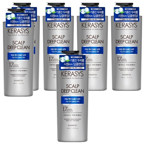 케라시스 두피 비듬케어 딥클린 쿨링 단백질 샴푸 클린앤프레쉬향, 600ml, 6개