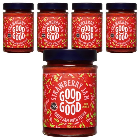 굿굿잼 저칼로리 스테비아 딸기잼, 330g, 5개