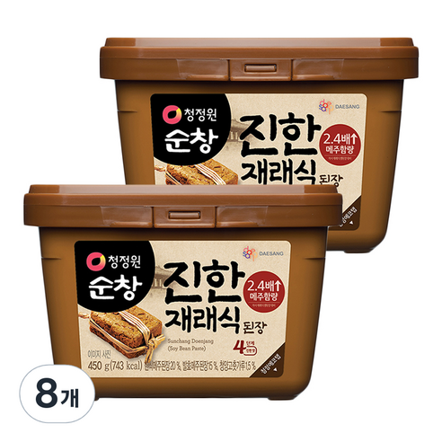 청정원 재래식 집된장 사각, 450g, 8개