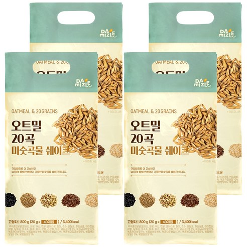 다미즐 오트밀 20곡 미숫곡물쉐이크 20g, 800g, 4개