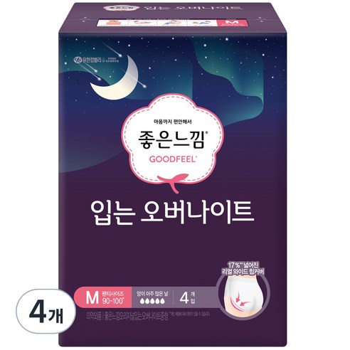 좋은느낌 입는 오버나이트, 중형, 4개입, 4개