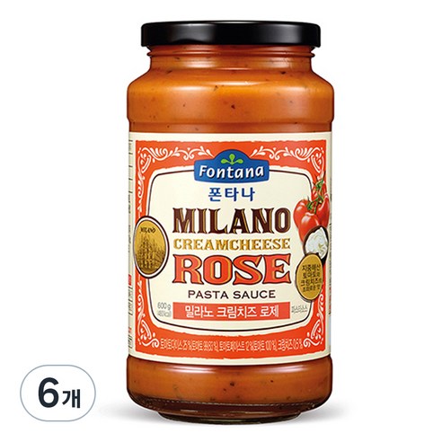 폰타나 밀라노 크림치즈 로제 파스타소스, 600g, 6개