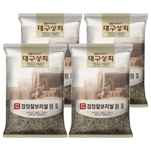 대구상회 국내산 검정 찰보리쌀, 1kg, 4개