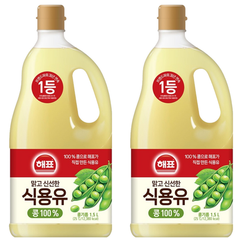 해표 콩기름 식용유, 1.5L, 2개