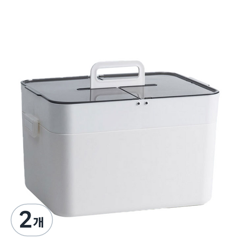 다다소 2단 가정용 상비약 정리 보관 구급상자 화이트, 2개