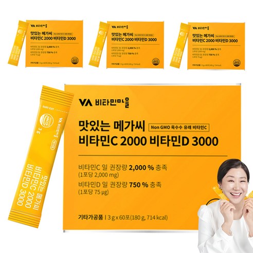 비타민마을 맛있는 메가씨 비타민C 2000 비타민D 3000, 180g, 4개