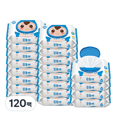 순둥이 프리미엄 무향 휴대 아기물티슈 캡형, 20매, 120팩