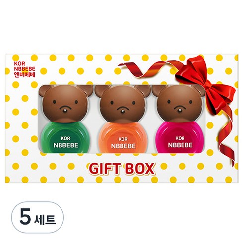 엔비베베 어린이 매니큐어 3종 선물세트, 비비드그린 + 비비드오렌지 + 비비드핑크, 5개