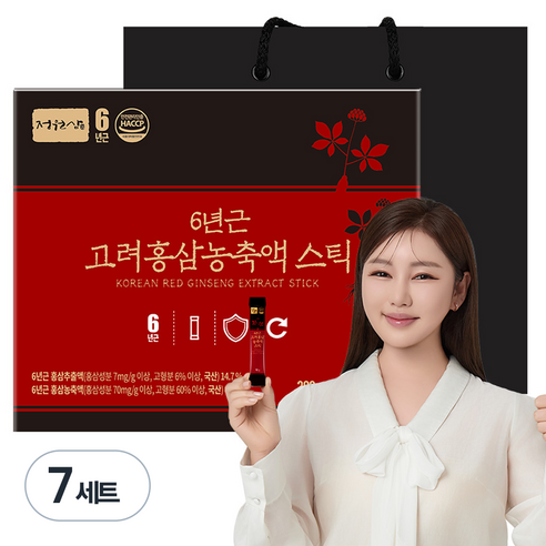 정원삼 6년근 고려홍삼 농축액 스틱 30개입 + 쇼핑백, 300g, 7세트