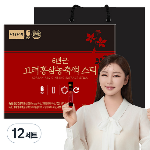 정원삼 6년근 고려홍삼 농축액 스틱 30개입 + 쇼핑백, 300g, 12세트