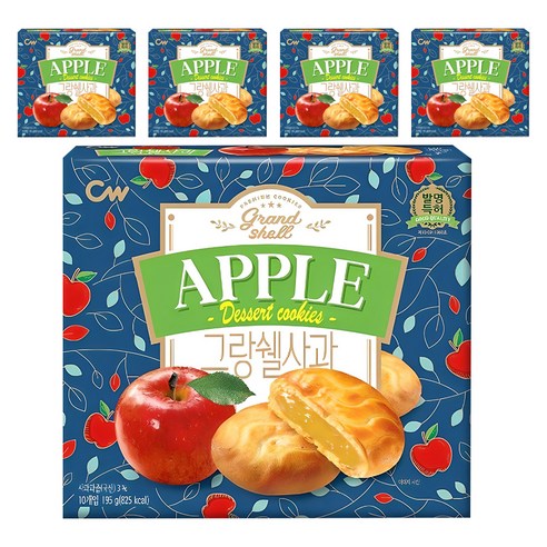 청우식품 그랑쉘사과 과자파이, 195g, 5개