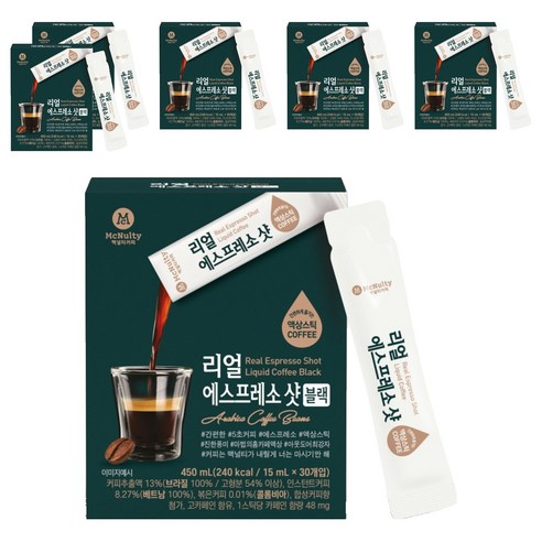 맥널티커피 리얼 에스프레소 샷 블랙 액상 스틱 커피, 15ml, 30개입, 6개
