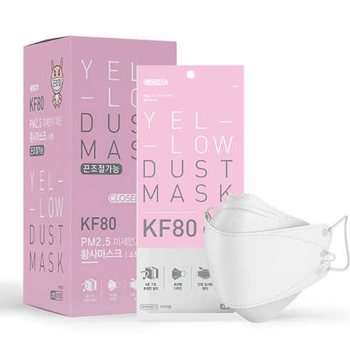 클로저 끈조절 황사마스크 KF80 소형, 20매입, 1개, 화이트