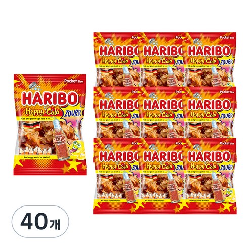 하리보 해피콜라 사우어 젤리, 100g, 40개