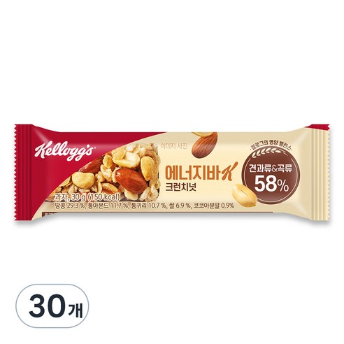 켈로그 에너지바K 크런치넛, 30g, 30개