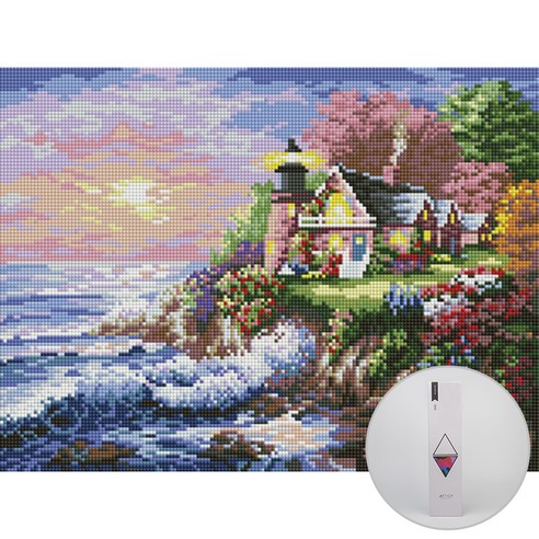 아트조이 DIY 보석십자수 30 x 40 cm, 석양에 물든 등대, 1개