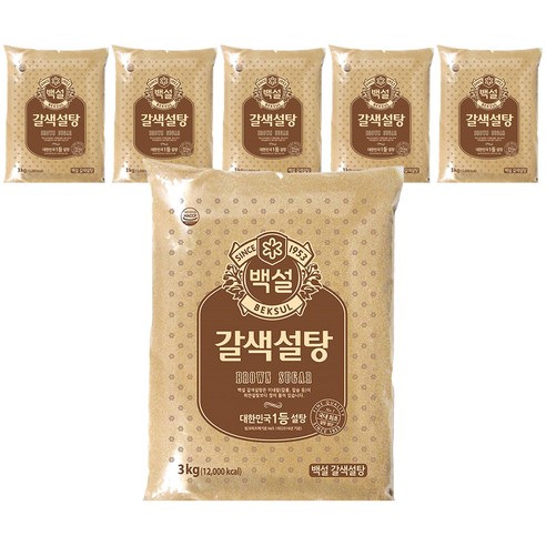 백설 갈색설탕, 3kg, 6개