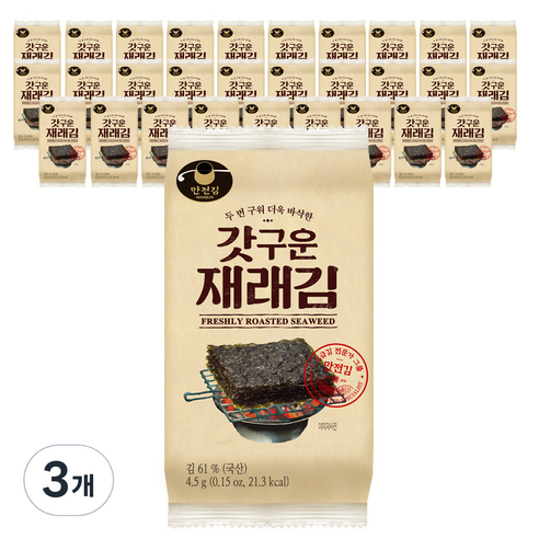 만전김 갓구운 재래김 도시락, 135g, 3개