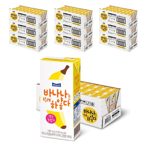 매일유업 바나나는 원래 하얗다 우유, 190ml, 240개