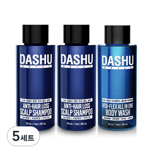 다슈 데일리 한방 두피 골드 샴푸 EX 50ml x 2p + 다슈 데일리 비타플렉스 올인원 바디워시 50ml x 1p, 5세트