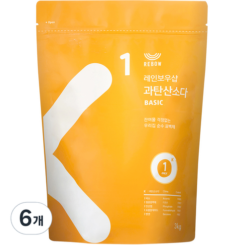 레인보우샵 과탄산소다 베이직 리필, 3kg, 6개