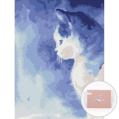 아트조이 DIY 보석십자수 캔버스형 30 x 40 cm, 푸른빛 고양이, 1개