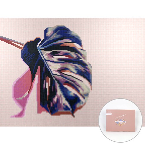 아트조이 DIY 보석십자수 캔버스형 30 x 40 cm, 몬스테라 리프, 1개