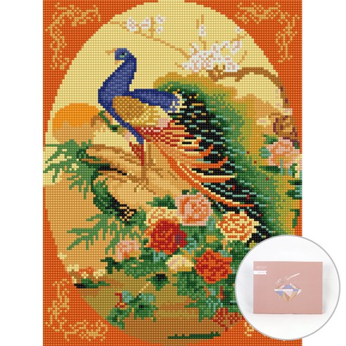 아트조이 DIY 보석십자수 캔버스형 30 x 40 cm, 붉은 공작, 1개