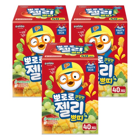 팔도 뽀로로 과일맛 젤리 쁘띠 40개입, 720g, 3개