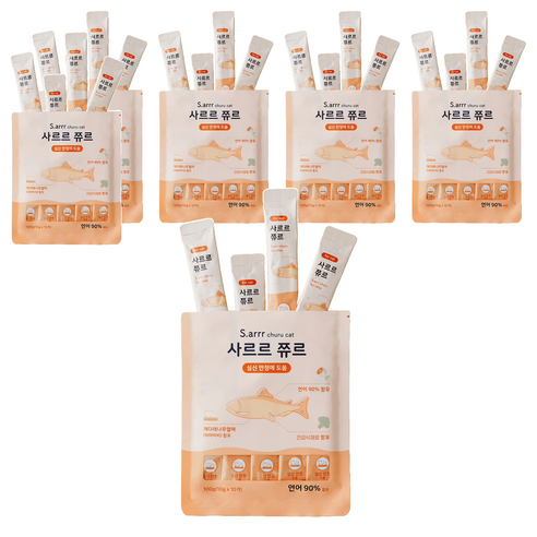 동원아르르 사르르 쮸르 짜먹는 고양이간식 심신안정, 연어, 100g, 6개
