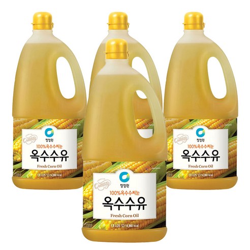청정원 참빛고운 옥수수유, 1.8L, 4개