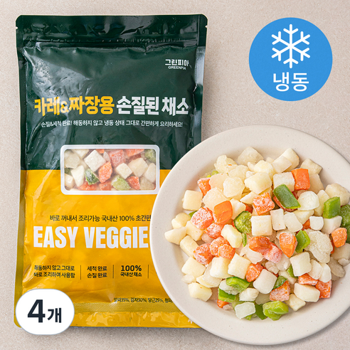 그린피아 카레 & 짜장용 손질된 채소 (냉동), 450g, 4개