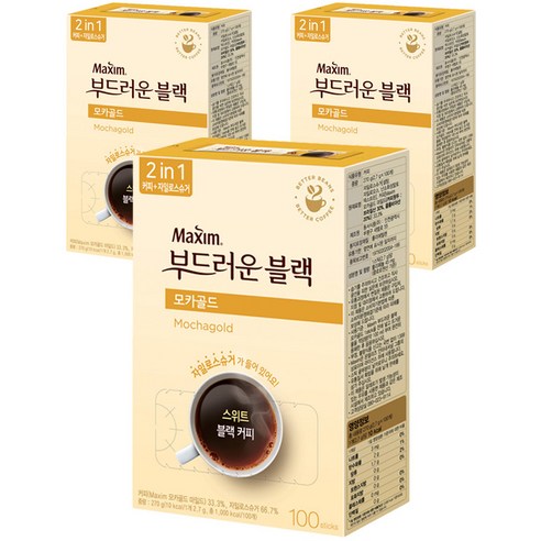 맥심 모카골드 부드러운 블랙 커피믹스, 100개입, 3개
