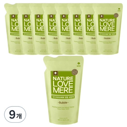 네이쳐러브메레 젖병 세정제 거품 리필, 500ml, 9개