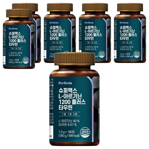 퍼펙토 슈퍼맥스 L 아르기닌 1200 플러스 타우린, 6개, 180g
