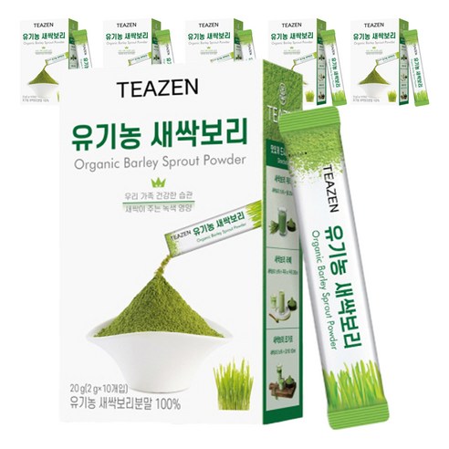 티젠 유기농 새싹보리 분말 스틱, 20g, 6개