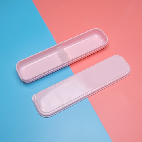 라온누리 파스텔 수저고정 무소음 휴대용 도시락 수저 케이스 소, 소프트핑크, 1개