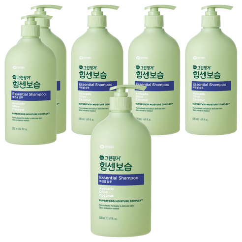 그린핑거 유아용 힘센보습 에센셜 샴푸 마일드오렌지 그린티향, 500ml, 6개