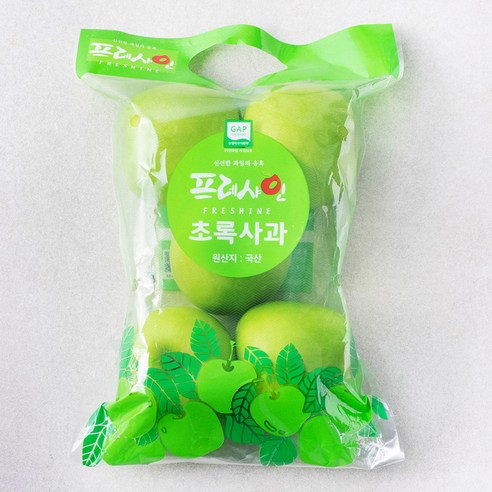 프레샤인 GAP 인증 초록사과 소과, 1kg(5~6입), 1개