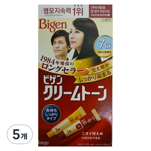 비겐 크림톤 염색제 40g, 7G자연흑갈색, 5개