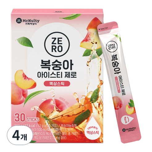 맥널티커피 제로 아이스티 복숭아, 4개, 390ml