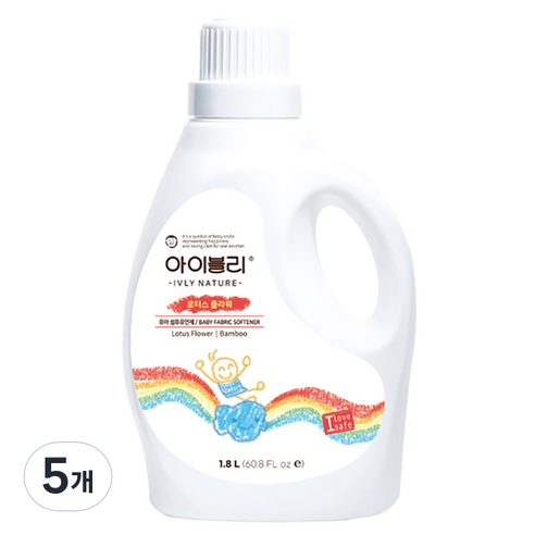 아이블리네이쳐 대나무 성분 섬유유연제 로터스 플라워향 본품, 1.8L, 5개