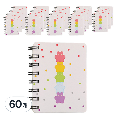 마켓감성 미니 휴대용 간편 메모장, 곰, 60개