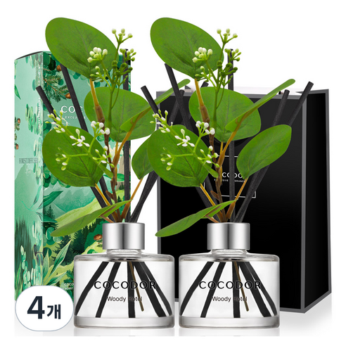 코코도르 포레스트 디퓨저 + 쇼핑백, 우디호텔, 120ml, 4개